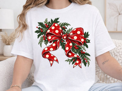 Christmas Red Polka Dot Bow PNG Design SVG DesignDestine 