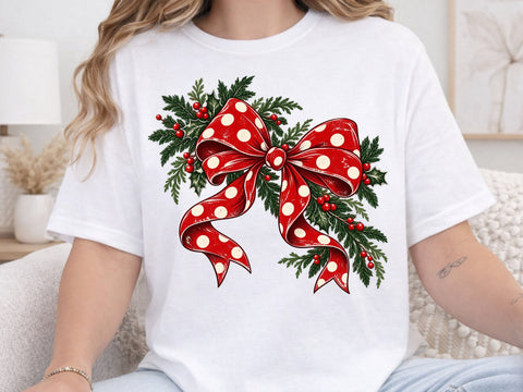 Christmas Red Polka Dot Bow PNG Design SVG DesignDestine 