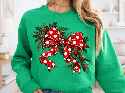 Christmas Red Polka Dot Bow PNG Design SVG DesignDestine 