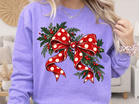 Christmas Red Polka Dot Bow PNG Design SVG DesignDestine 