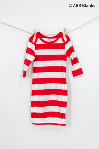 CHRISTMAS: Red & White Striped Collection Pajamas ARB Blanks Baby Gown 0-3M 