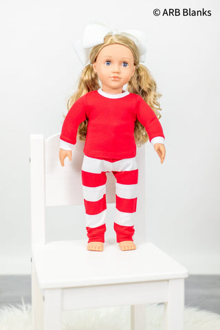 CHRISTMAS: Red & White Striped Collection Pajamas ARB Blanks Doll 18" 