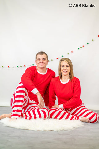 CHRISTMAS: Red & White Striped Collection Pajamas ARB Blanks Adult XS 