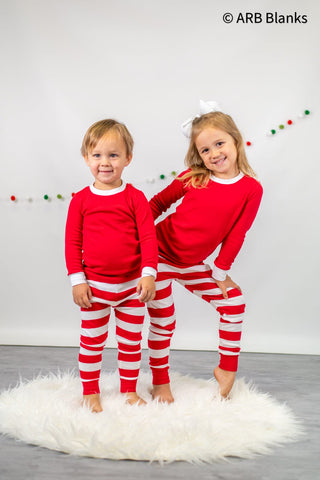 CHRISTMAS: Red & White Striped Collection Pajamas ARB Blanks Youth 6M 