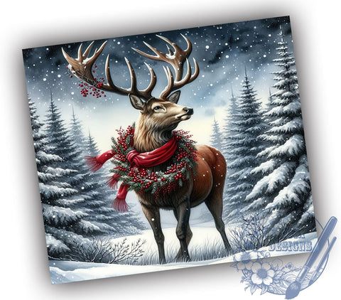 Christmas Reindeer 20oz Skinny Tumbler, Snow Animals Tumbler Png, Straight & Tapered Tumbler Wrap, Instant Digital Download Sublimation ToriDesigns 