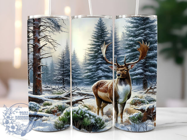 Christmas Reindeer 20oz Skinny Tumbler, Winter Deer Tumbler Png, Straight & Tapered Tumbler Wrap, Instant Digital Download Sublimation ToriDesigns 