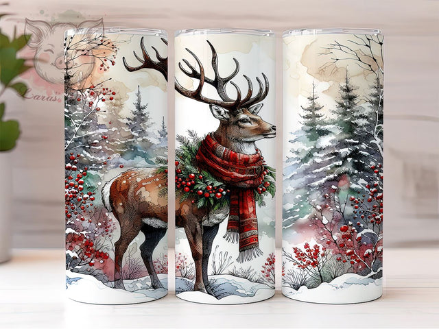 Christmas Reindeer 20oz Tumbler Png, Straight & Tapered Tumbler Png, Snow Animals Tumbler Png, Digital Download PNG Sublimation Lara' s Designs 
