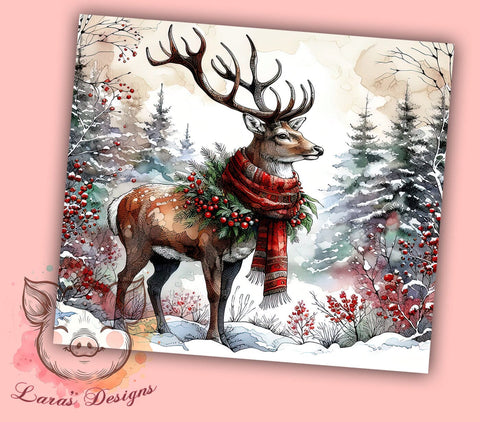Christmas Reindeer 20oz Tumbler Png, Straight & Tapered Tumbler Png, Snow Animals Tumbler Png, Digital Download PNG Sublimation Lara' s Designs 