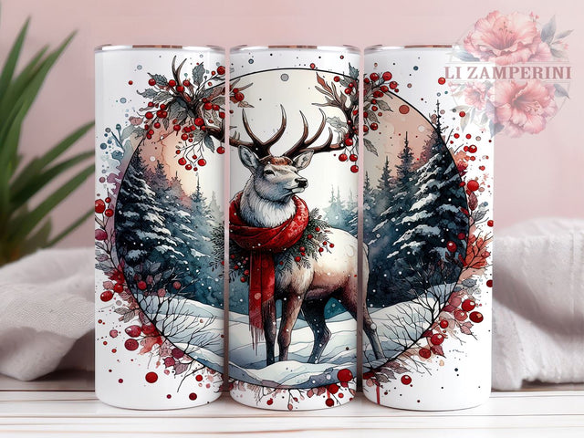 Christmas Reindeer 20oz Tumbler Wrap PNG, Winter Deer Tumbler Png, Straight & Tapered Tumbler Wrap, Instant Digital Download Sublimation Li Zamperini 