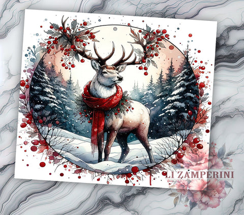 Christmas Reindeer 20oz Tumbler Wrap PNG, Winter Deer Tumbler Png, Straight & Tapered Tumbler Wrap, Instant Digital Download Sublimation Li Zamperini 