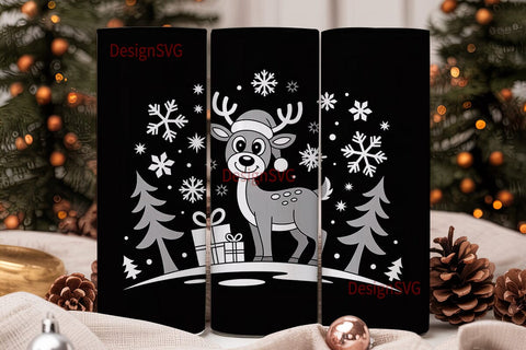 Christmas Reindeer 20oz Tumbler Wrap Sublimation DesignSVG 