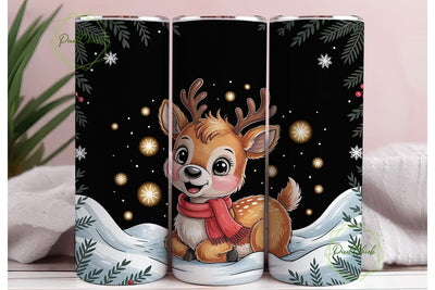 Christmas Reindeer 20oz Tumbler Wrap Sublimation PixelChick 
