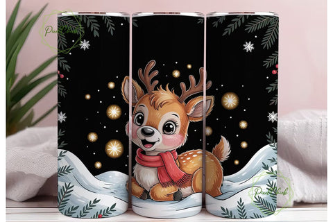 Christmas Reindeer 20oz Tumbler Wrap Sublimation PixelChick 