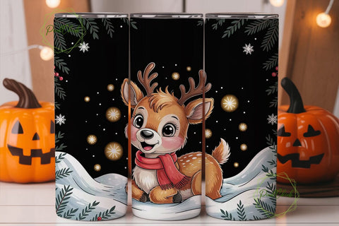 Christmas Reindeer 20oz Tumbler Wrap Sublimation PixelChick 