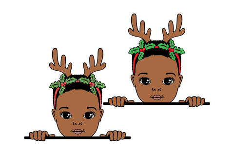 Christmas Reindeer Boy Clipart with Antlers and Holly Headband in SVG DXF AI EPS JPG PNG PDF Formats for Cricut Sublimation and Crafts SVG 1uniqueminute 