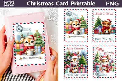Christmas Reindeer Card Sublimation WatercolorColorDream 