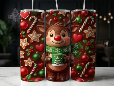 Christmas Reindeer Cocoa 20oz Tumbler, Christmas Reindeer, Reindeer Cocoa, Christmas Cocoa, Cocoa Tumbler, Reindeer Tumbler, Reindeer PNG, Cocoa Tumbler PNG Sublimation SvggirlplusArt 