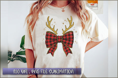 Christmas Reindeer Coquette Bow Sublimation Sublimation Shetara Begum 