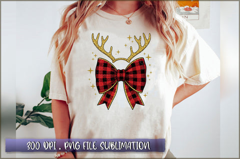 Christmas Reindeer Coquette Bow Sublimation Sublimation Shetara Begum 