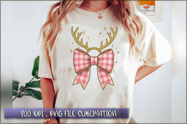 Christmas Reindeer Coquette Bow Sublimation Sublimation Shetara Begum 