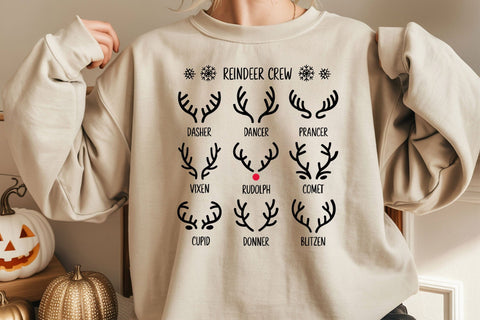 Christmas Reindeer Crew Svg, Santa's Reindeer Names Svg, Rudolph Christmas Svg, Reindeer Antlers Svg SVG DesignDestine 