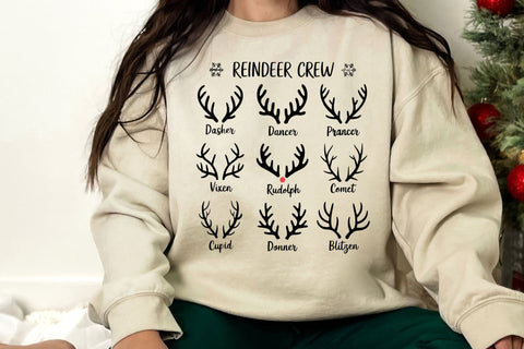Christmas Reindeer Crew Svg, Santa's Reindeer Names Svg, Rudolph Christmas Svg, Reindeer Antlers Svg SVG DesignDestine 
