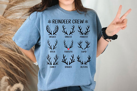 Christmas Reindeer Crew Svg, Santa's Reindeer Names Svg, Rudolph Christmas Svg, Reindeer Antlers Svg SVG DesignDestine 