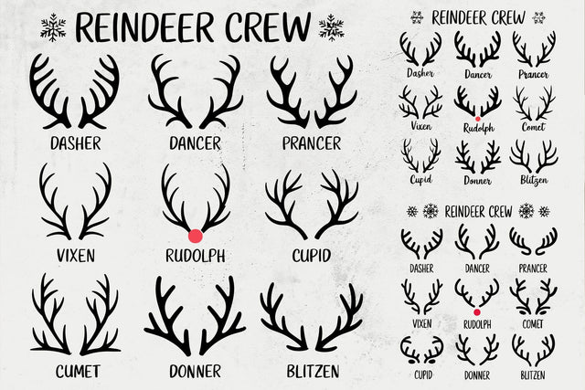 Christmas Reindeer Crew Svg, Santa's Reindeer Names Svg, Rudolph Christmas Svg, Reindeer Antlers Svg SVG DesignDestine 