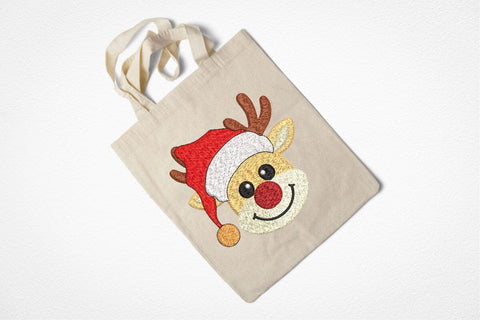 Christmas Reindeer Embroidery Design, Cute Santa Hat Rudolph Machine Embroidery File, Holiday Reindeer Applique, Christmas Embroidery Embroidery/Applique DESIGNS DesignDestine 