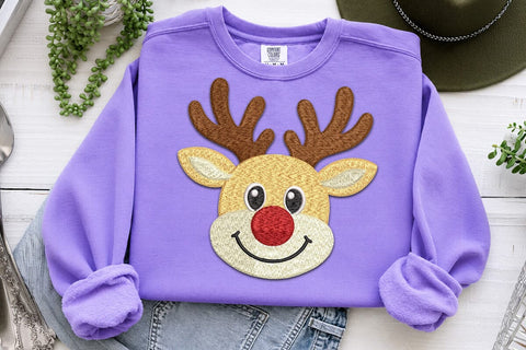 Christmas Reindeer Embroidery Design, Cute Santa Hat Rudolph Machine Embroidery File, Holiday Reindeer Applique, Christmas Embroidery Embroidery/Applique DESIGNS DesignDestine 