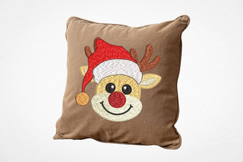 Christmas Reindeer Embroidery Design, Cute Santa Hat Rudolph Machine Embroidery File, Holiday Reindeer Applique, Christmas Embroidery Embroidery/Applique DESIGNS DesignDestine 