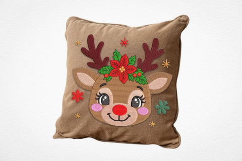 Christmas Reindeer Embroidery Design, Cute Santa Hat Rudolph Machine Embroidery File, Holiday Reindeer Applique, Christmas Embroidery Embroidery/Applique DESIGNS DesignDestine 