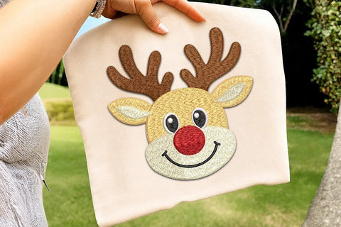 Christmas Reindeer Embroidery Design, Cute Santa Hat Rudolph Machine Embroidery File, Holiday Reindeer Applique, Christmas Embroidery Embroidery/Applique DESIGNS DesignDestine 