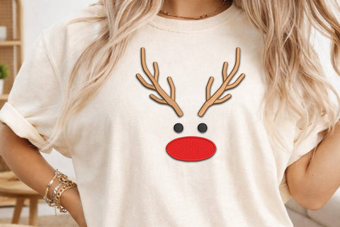 Christmas Reindeer Face Embroidery Design SVG DesignDestine 