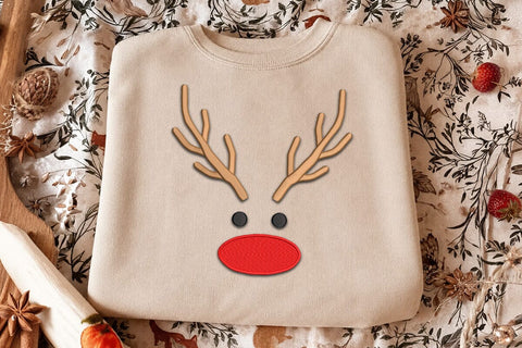 Christmas Reindeer Face Embroidery Design SVG DesignDestine 
