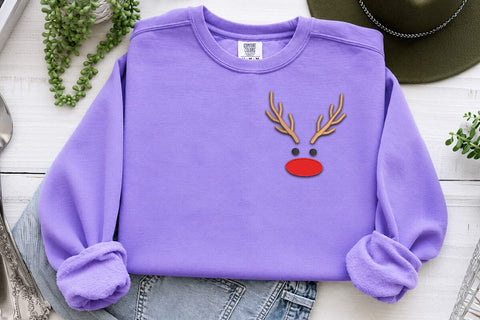Christmas Reindeer Face Embroidery Design SVG DesignDestine 