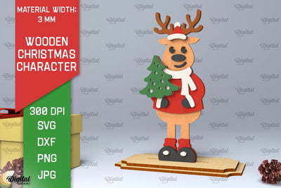 Christmas Reindeer Laser Cut. Christmas Decoration SVG Design SVG Evgenyia Guschina 