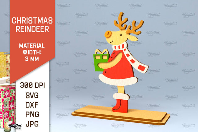 Christmas Reindeer Laser Cut. Christmas Deer SVG Design SVG Evgenyia Guschina 