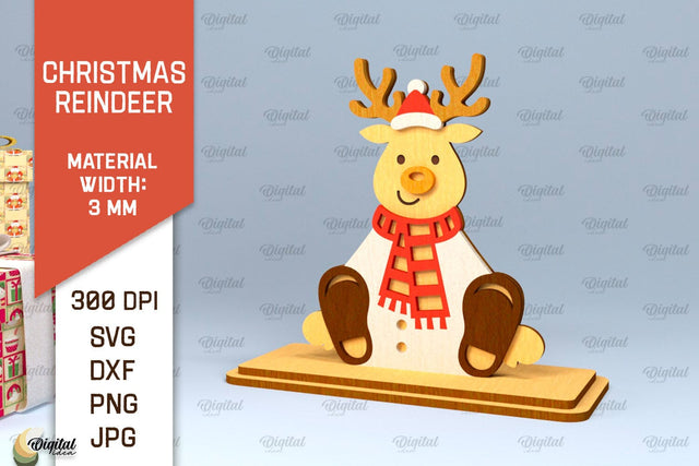 Christmas Reindeer Laser Cut. Christmas Deer SVG Design SVG Evgenyia Guschina 