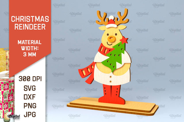 Christmas Reindeer Laser Cut. Christmas Deer SVG Design SVG Evgenyia Guschina 