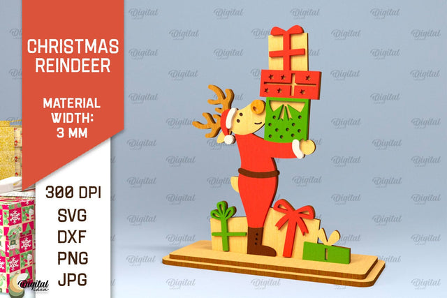 Christmas Reindeer Laser Cut. Christmas Deer SVG Design SVG Evgenyia Guschina 