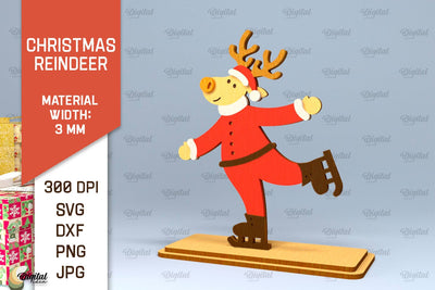 Christmas Reindeer Laser Cut. Christmas Deer SVG Design SVG Evgenyia Guschina 