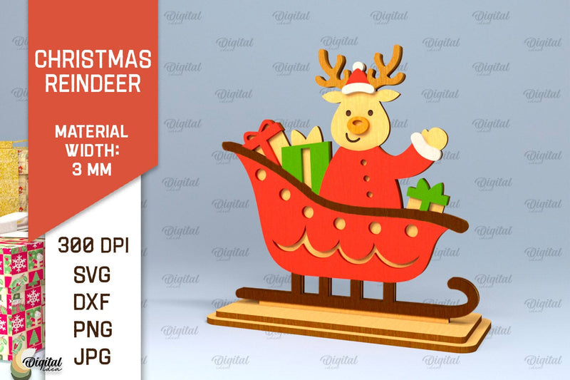 Christmas Reindeer Laser Cut. Christmas Deer SVG Design SVG Evgenyia Guschina 