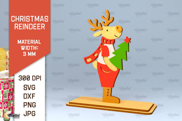 Christmas Reindeer Laser Cut. Christmas Deer SVG Design SVG Evgenyia Guschina 