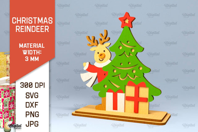 Christmas Reindeer Laser Cut. Christmas Deer SVG Design SVG Evgenyia Guschina 