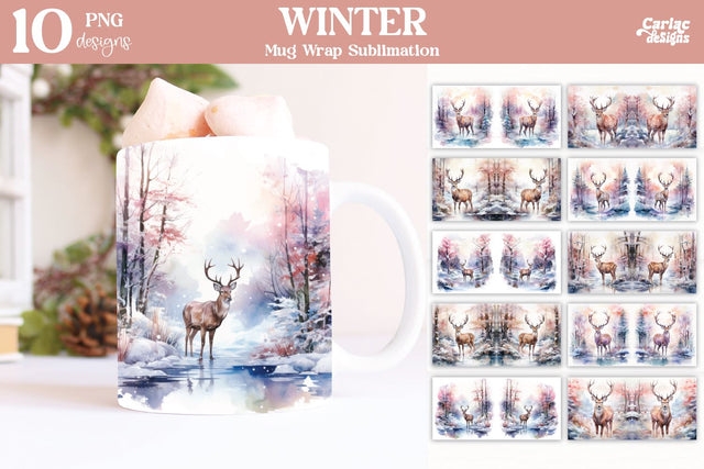 Christmas Reindeer Mug Wrap Bundle Sublimation Carla C Designs 