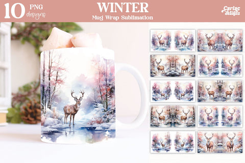 Christmas Reindeer Mug Wrap Bundle Sublimation Carla C Designs 