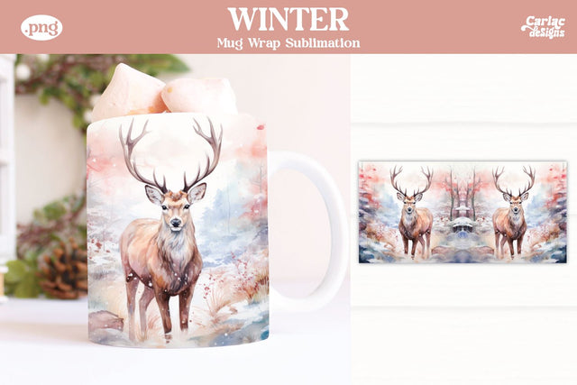 Christmas Reindeer Mug Wrap Sublimation Carla C Designs 