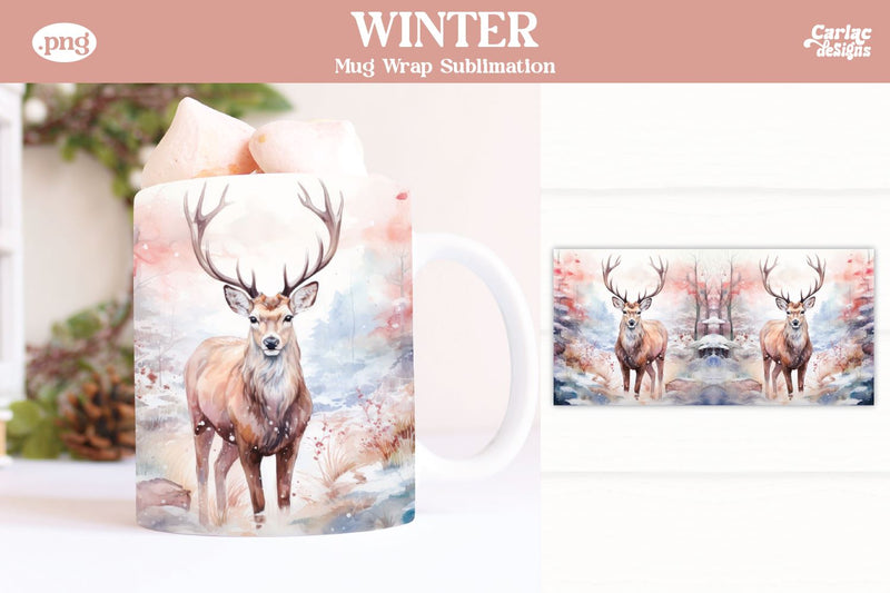 Christmas Reindeer Mug Wrap Sublimation Carla C Designs 