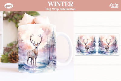 Christmas Reindeer Mug Wrap Sublimation Carla C Designs 